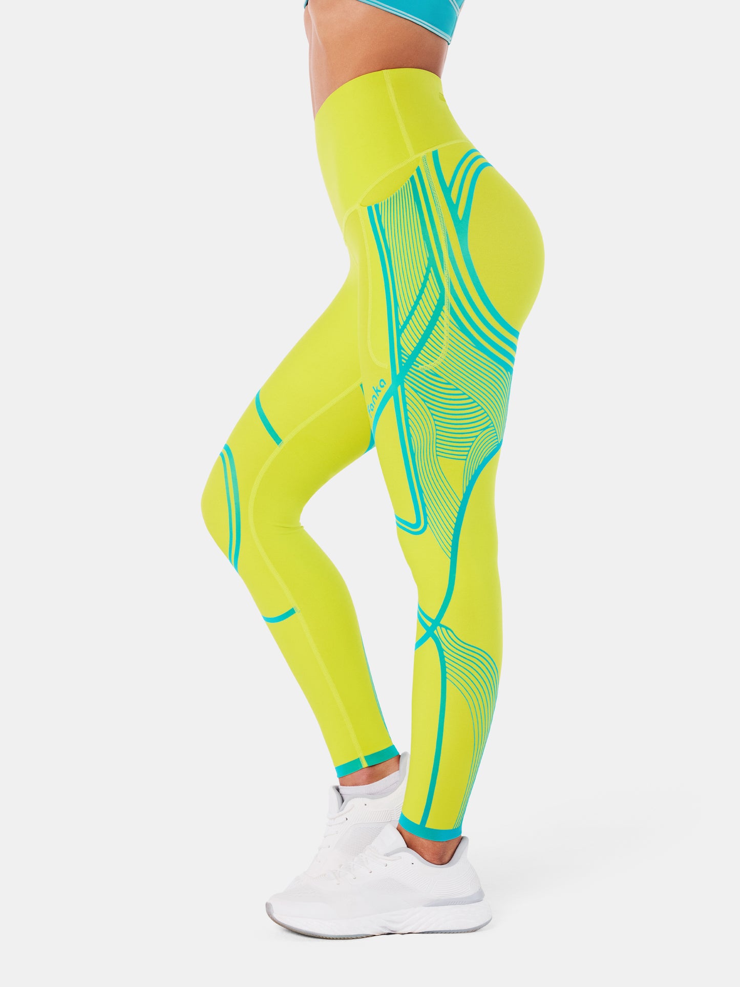 Body Sculpt 3-Pocketful Leggings Citron/Aqua Blue