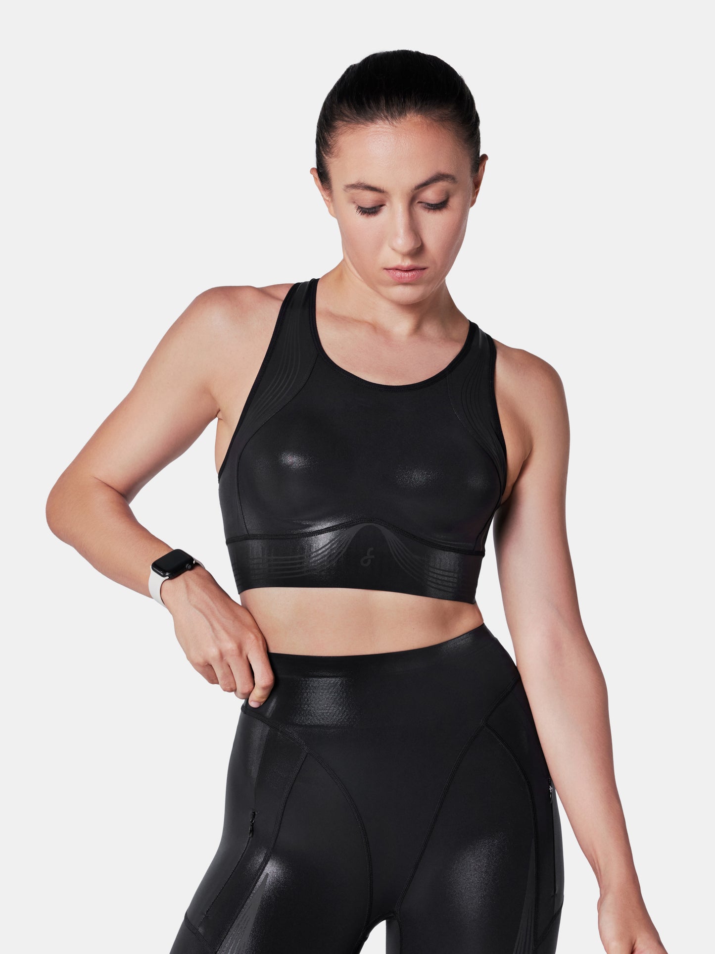 Body Sculpt Glossy Leather Sports Bra