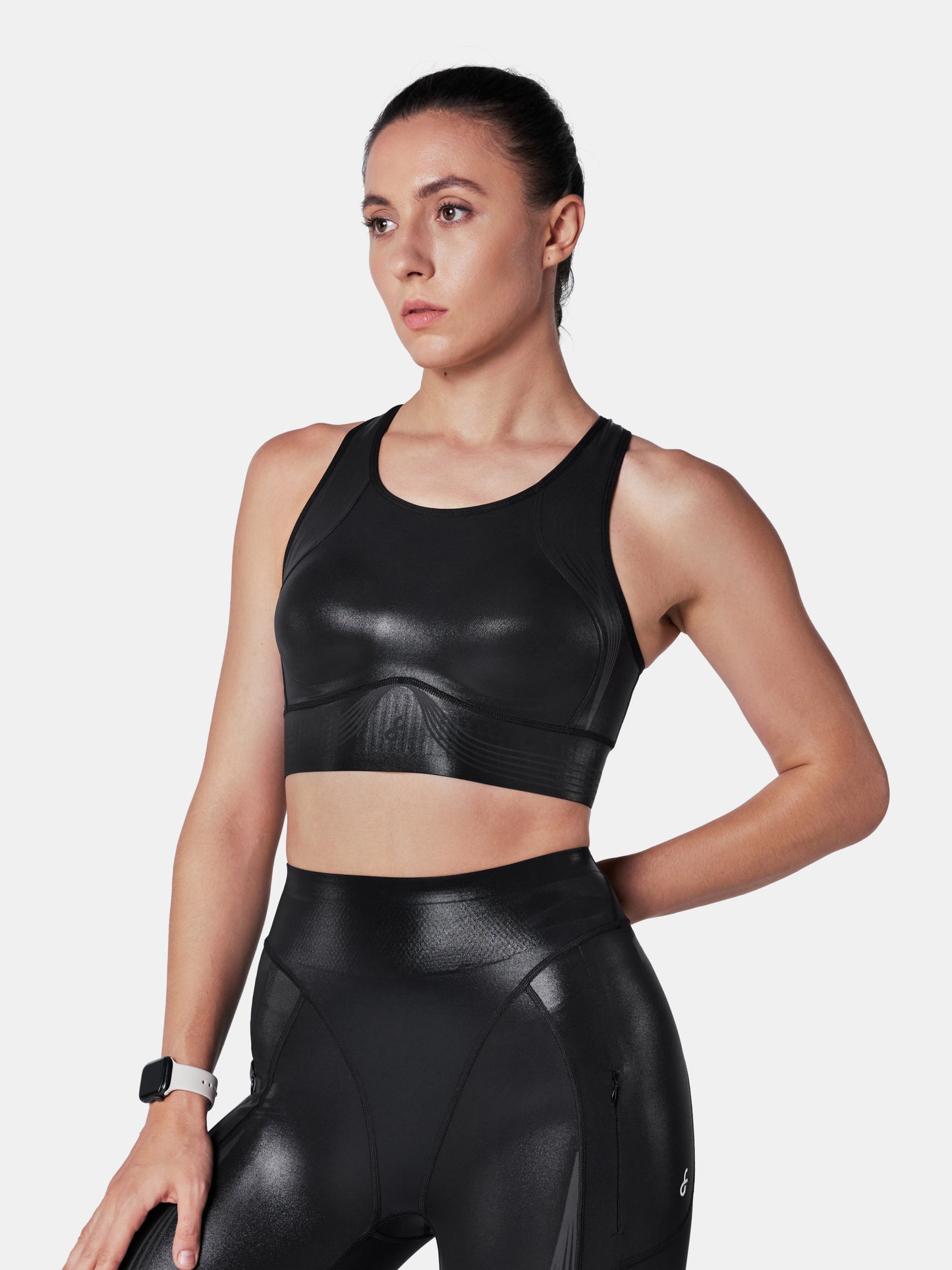 Body Sculpt Glossy Leather Sports Bra