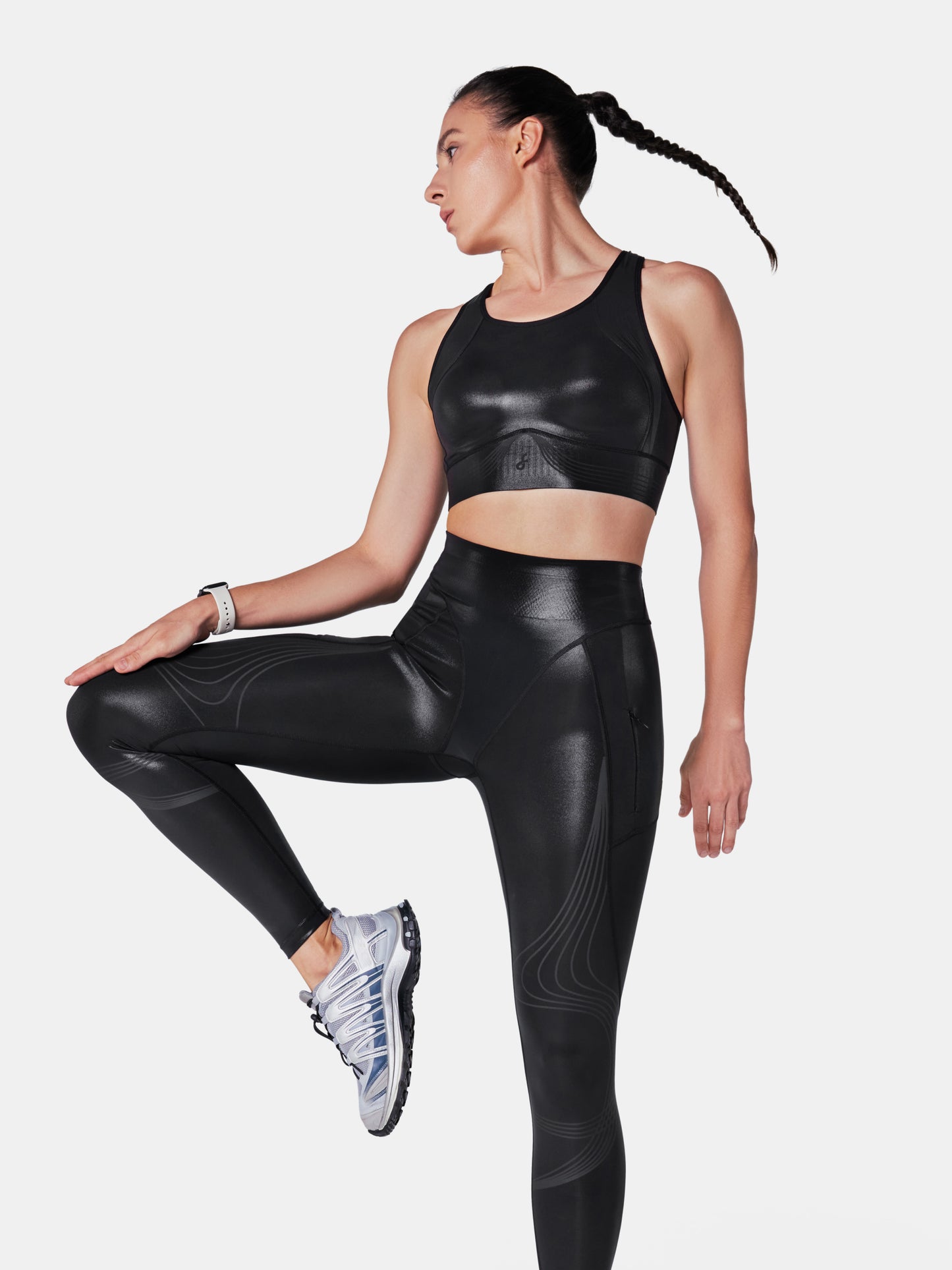 Body Sculpt Glossy Leather Sports Bra