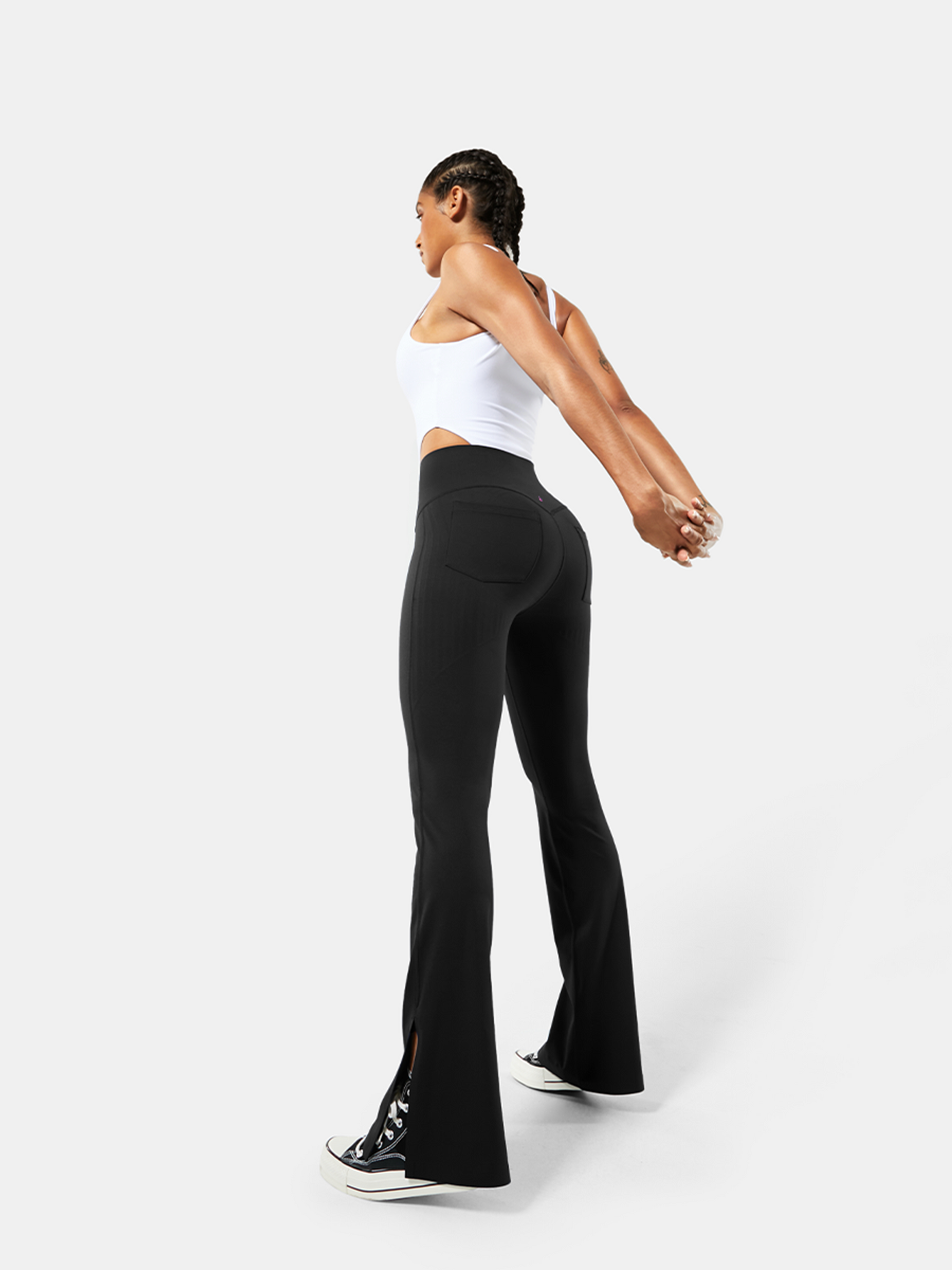 Popfit Leggings Size M Black Pop Fit 2218-34 Activewear Comfort Pockets Mesh