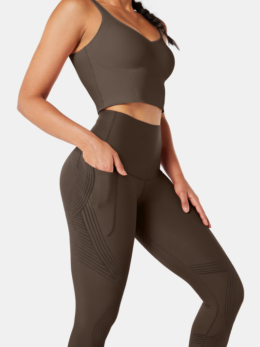 Body Sculpt Side Pocket Leggings Chocolate Brown